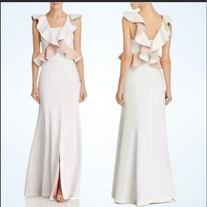 NWT C/MEO long ruffle bodice gown